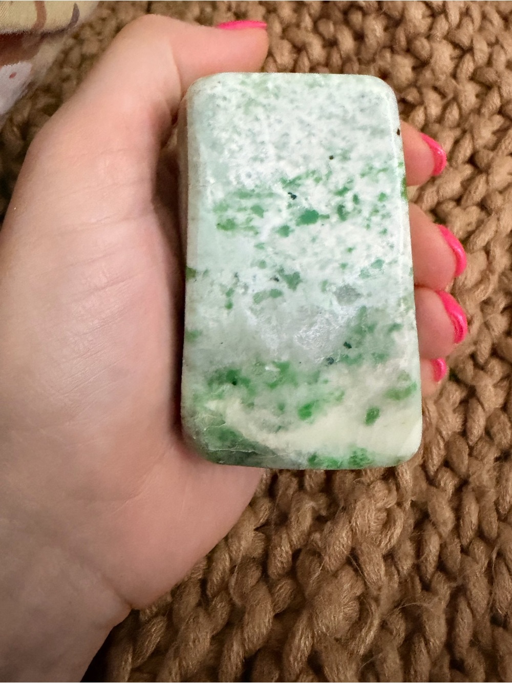 Natural Polished Green and White Saussurite Stone Plaque tower